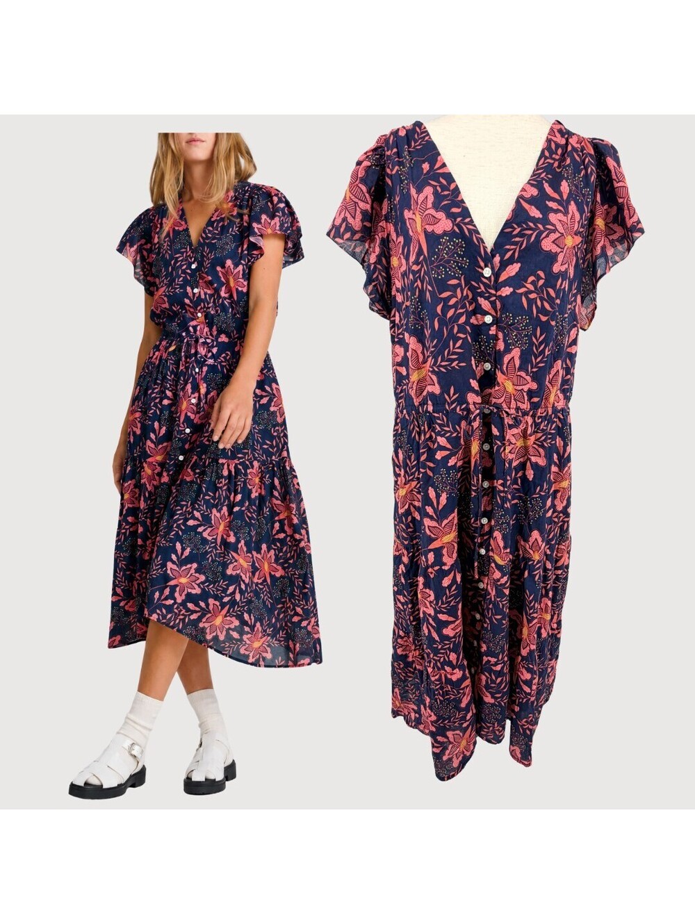 Trovata Birds of Paradise Kristi Midi Dress M